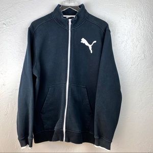 Puma Zip Up Windbreaker Jacket sz Large Blk White